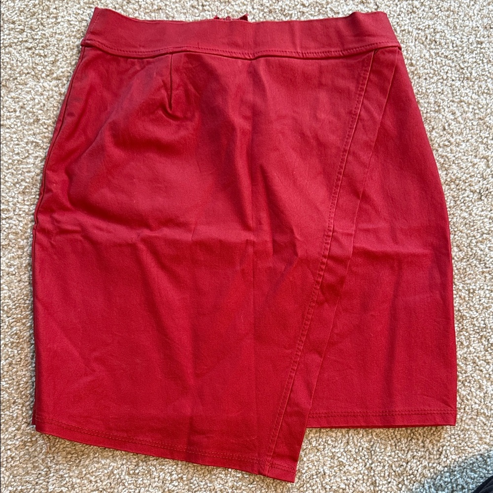 Windsor Red Asymmetric Pencil Skirt